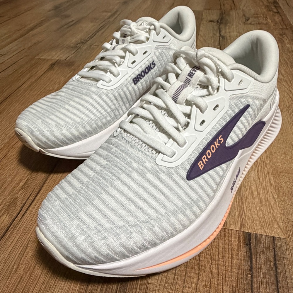 Brooks Revel Max Womens Running Shoes White Silver Purple 1204701B142 Size 8